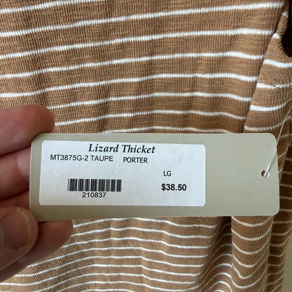 Casual Tan Camel Striped Padded Shoulder Sleeveless Tank - Picture 8 of 12